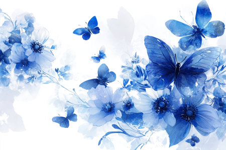 watercolor painting of flowers,watercolor painting on white background.の素材