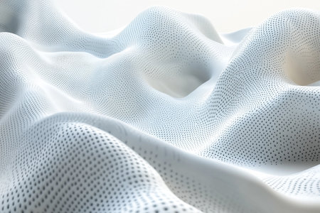 White fabric texture background close up. 3d rendering, 3d illustration.の写真素材