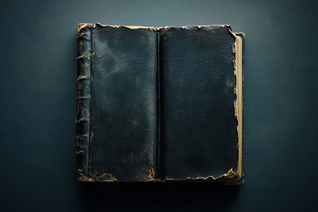 Old book on a dark background. Retro style toned picture.の写真素材