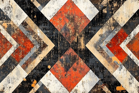 geometric pattern on the old paper, abstract grunge background.の写真素材