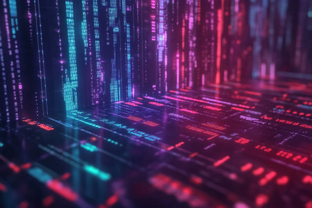 3d illustration of abstract technology background with binary code. Big data conceptの写真素材