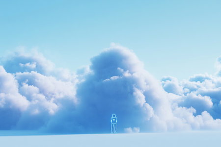 Cosmos in the clouds. 3D illustration. 3D rendering.の写真素材
