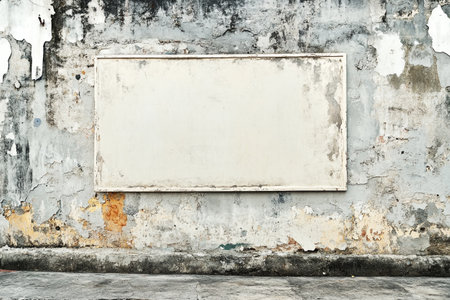 Blank white billboard on grunge concrete wall with copy space.の写真素材