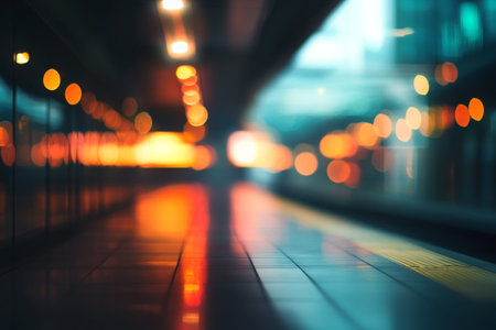 Blurred image of a modern city at night. Abstract background.の写真素材