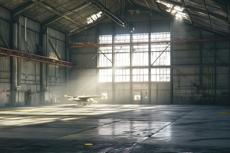 interior of an old factory building, industrial background, tonedの写真素材