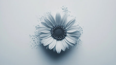 Beautiful daisy flower on a white background with water drops.の写真素材