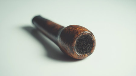 Wooden smoking pipe on a white background. Close-up.の写真素材