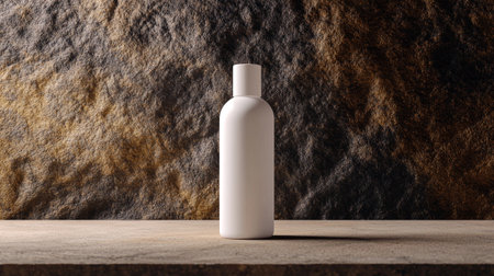 Blank white cosmetic bottle on stone background. Mock up, 3D Renderingの写真素材