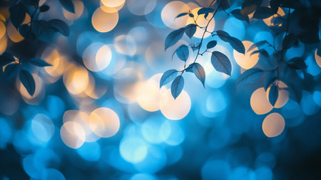 abstract background with bokeh defocused lights and tree branchesの写真素材
