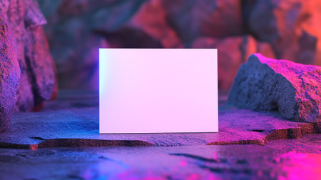 Mockup of a white business card on the background of stone. 3d renderingの写真素材