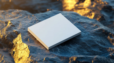 Blank business card mockup on stone background. 3d renderingの写真素材