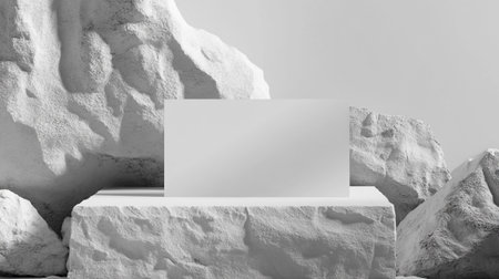 3d rendering of blank white podium for product display. Mockup for branding identity.の写真素材