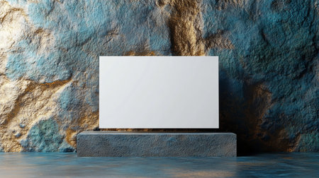 Mockup of blank white screen on concrete platform. 3d renderingの写真素材