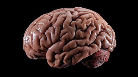 Human brain on a black background. 3D rendering. Human brainの写真素材