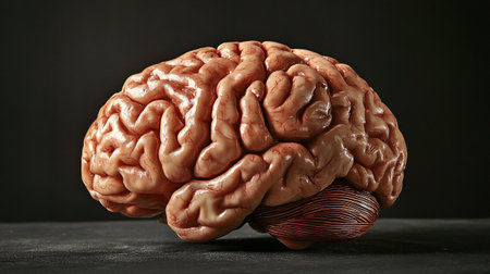 Human brain on black background, closeup. Concept of Alzheimer's diseaseの写真素材