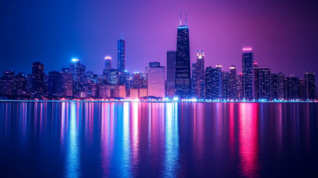 City skyline at night.の写真素材