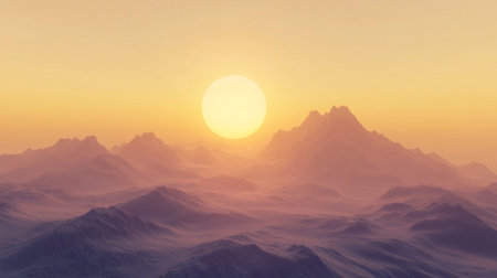 beautiful sunset in the mountains. 3d illustration. computer generated imageの写真素材