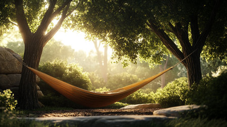 Hammock in the shade of a tree. 3d renderingの写真素材