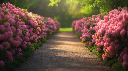 Rhododendron flowers in the park. Spring landscape.の写真素材