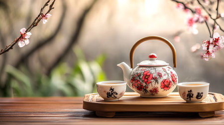 tea ceremony in china, teapot and teacupの写真素材
