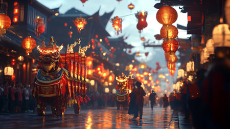 Lantern Festival or Chinese New Year celebration in Shanghai, Chinaの写真素材