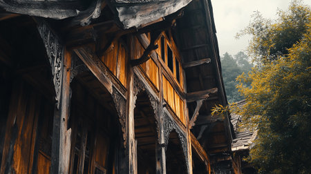 Old wooden house in the old town of Mae Hong Son, Thailandの写真素材