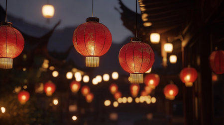 Chinese lanterns in the old town of Hoi An, Vietnamの写真素材