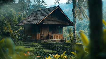Old wooden house in the jungle.の写真素材
