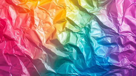 Rainbow crumpled paper texture background. Abstract colorful background.の写真素材
