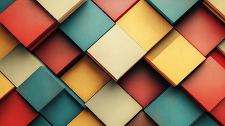 Colorful wooden cubes as a background. 3d rendering, 3d illustration.の写真素材