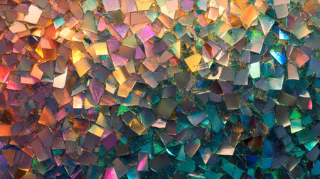 abstract background of broken glass, multicolored, close-upの写真素材
