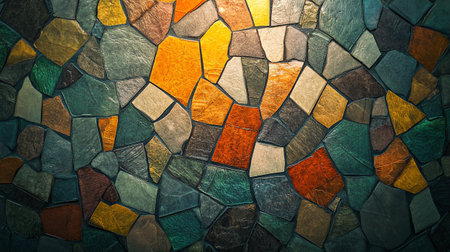 Colorful ceramic mosaic wall texture background, Colorful ceramic mosaic wall backgroundの写真素材