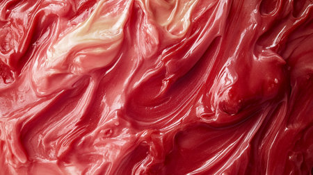 Abstract background of red oil paint, close-up, macro.の写真素材
