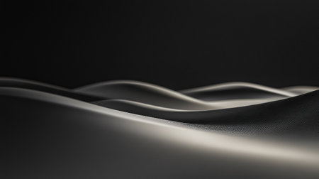 abstract black and white background with smooth wavy lines. 3d render illustrationの写真素材