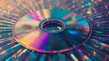 close up of compact disc with colorful bokeh background. 3d renderingの写真素材