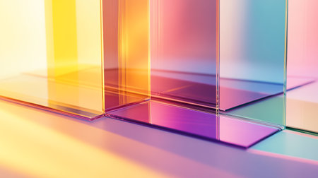 3d illustration of abstract multicolored background with glass cubes.の写真素材