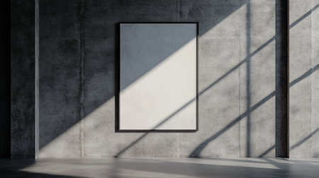 Blank white poster hanging on the concrete wall. 3d renderingの写真素材