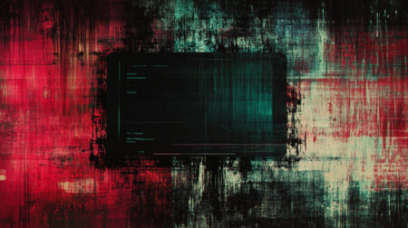 Digital composite of red and blue textured background with glitch effect.の写真素材