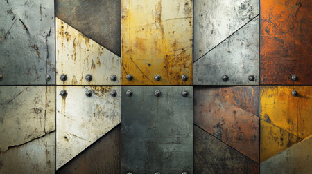Old metal background with rivets and rivets, 3d renderの写真素材