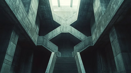 Abstract architecture background, 3d render illustration. Futuristic interior design.の写真素材