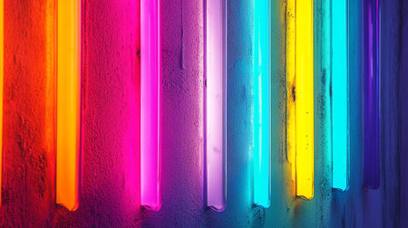 Colorful neon light on the wall as a background. Toned.の写真素材