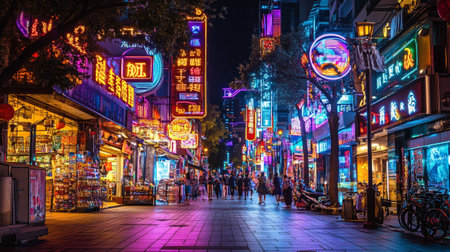 Namsan street in Seoul city at nightの写真素材