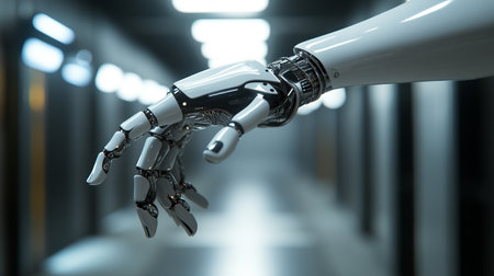 Robot hand 3d rendering artificial intelligence AI research and development concept.の写真素材