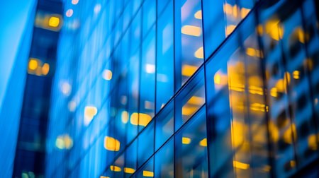 Modern office building in hongkong at night. Abstract backgroundの写真素材