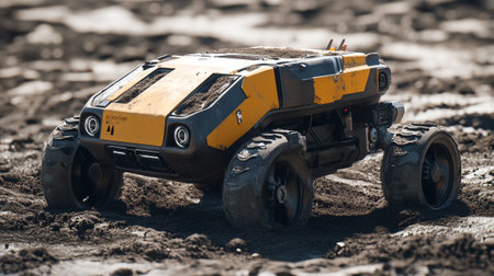 Off-road vehicle on the muddy ground. Off-road vehicleの写真素材