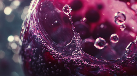 Red wine in a glass with water drops. Close-up.の写真素材