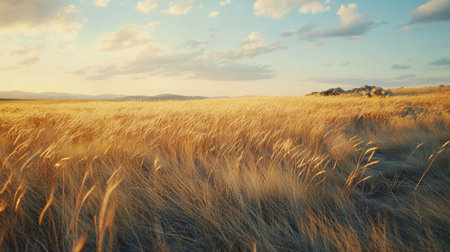 Wheat field at sunset. Beautiful rural landscape. Vintage style.の写真素材