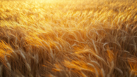 Wheat field. Ears of golden wheat close-up. Rich harvest Concept.の写真素材