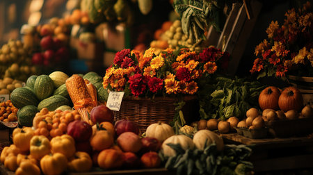 Fruits and vegetables at a farmers market in Paris, France.の写真素材