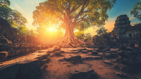 Ancient ruins of Angkor Wat, Siem Reap, Cambodiaの写真素材